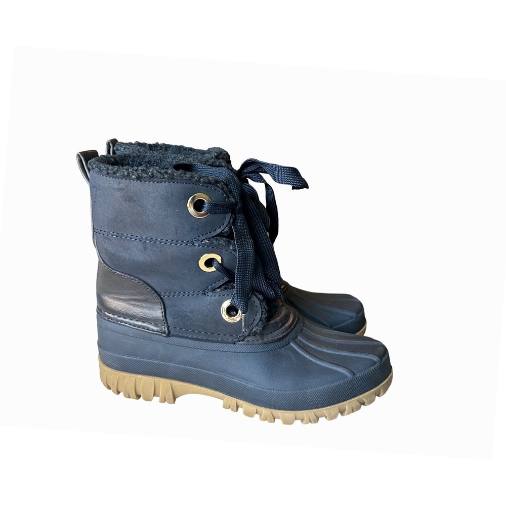 Tommy Hilfiger Duck Boots Women's 6M Navy Blue Gold Winter Snow‎ Boots
